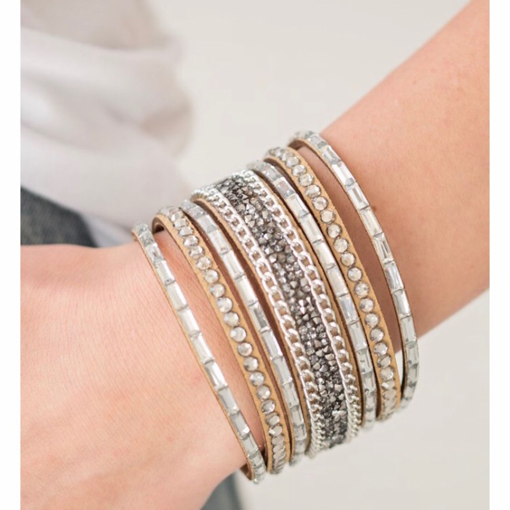 Top seller ladies rhinestones suede brac
